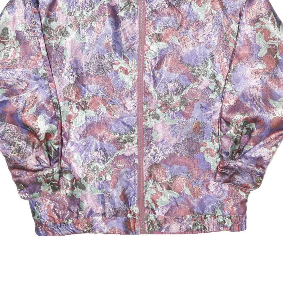 LAFAEL Womens Pink & Purple Floral Polyester Jacket XS Woven Zip Reversible