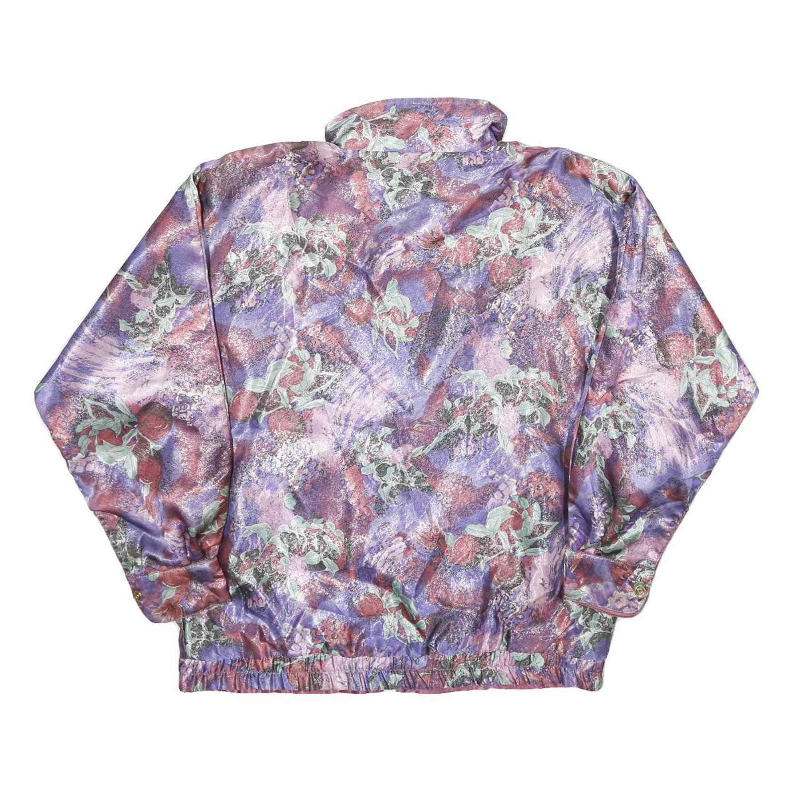LAFAEL Womens Pink & Purple Floral Polyester Jacket XS Woven Zip Reversible