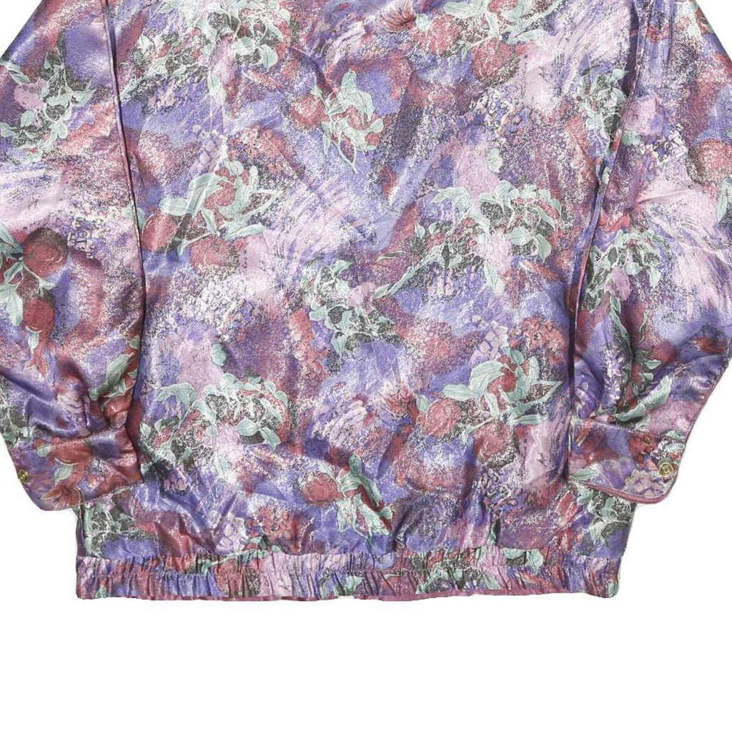 LAFAEL Womens Pink & Purple Floral Polyester Jacket XS Woven Zip Reversible