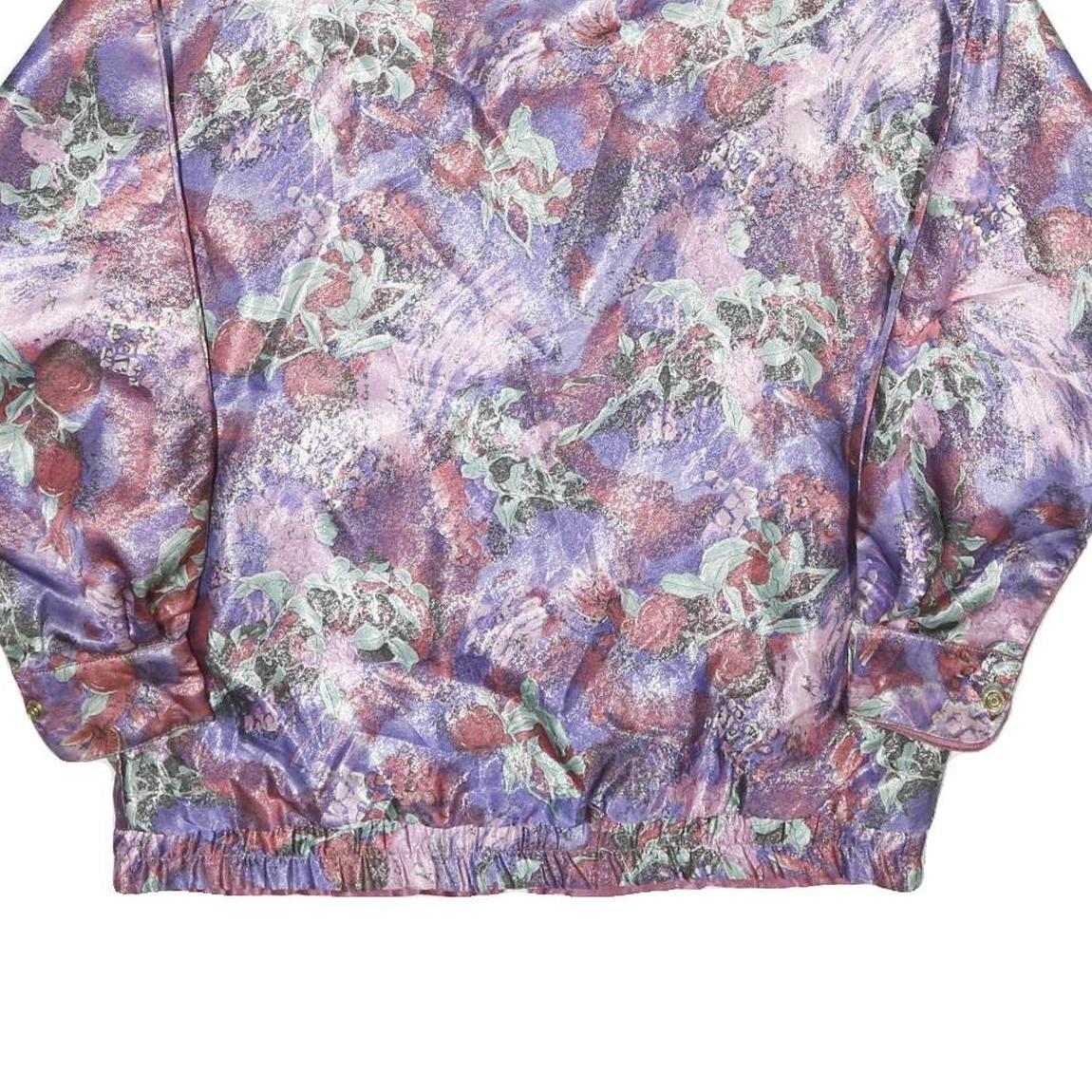 LAFAEL Womens Pink & Purple Floral Polyester Jacket XS Woven Zip Reversible
