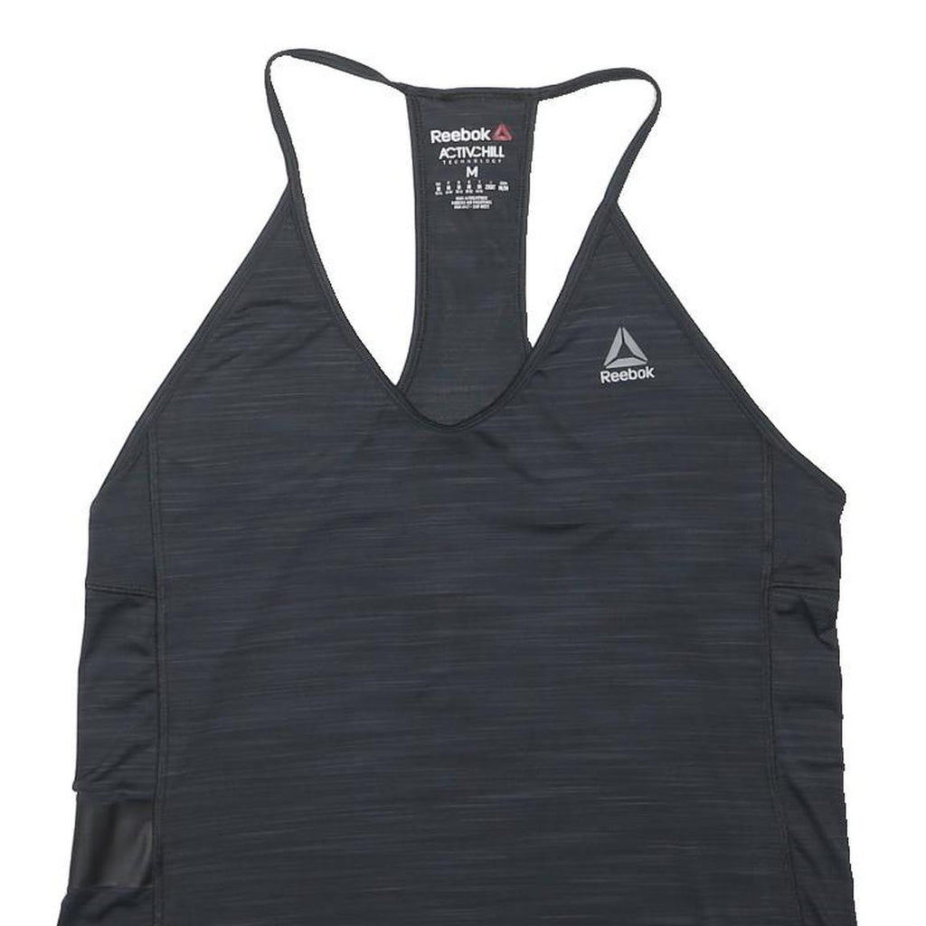 REEBOK Girls Black Racer Back Sports Tank Top M Activewear Fitness Gym