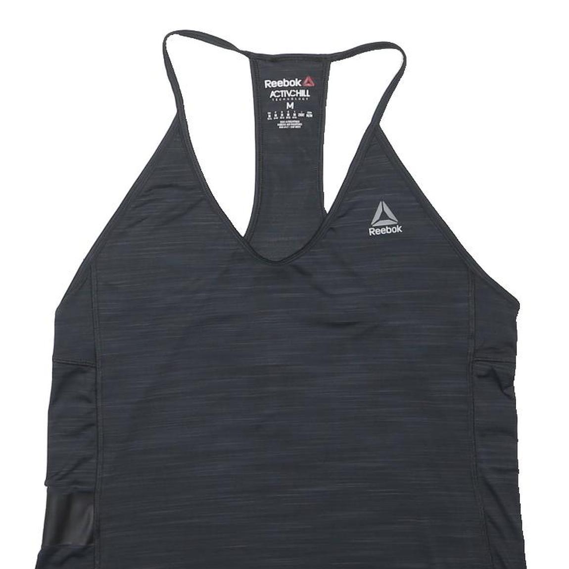REEBOK Girls Black Racer Back Sports Tank Top M Activewear Fitness Gym