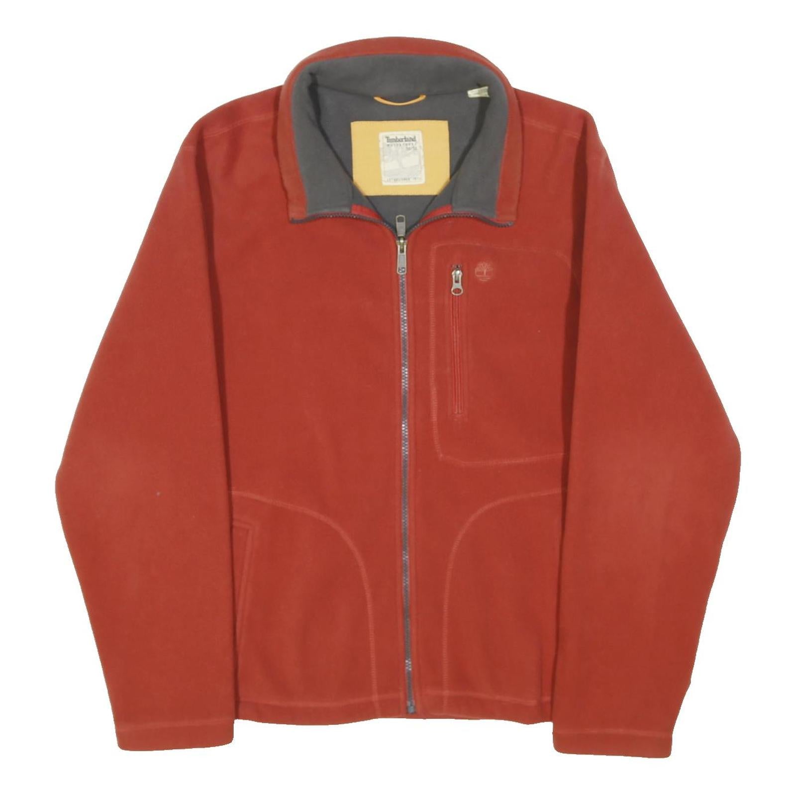 TIMBERLAND Mens Red Jacket M Polyester Blend Plain Zip Casual Outdoor