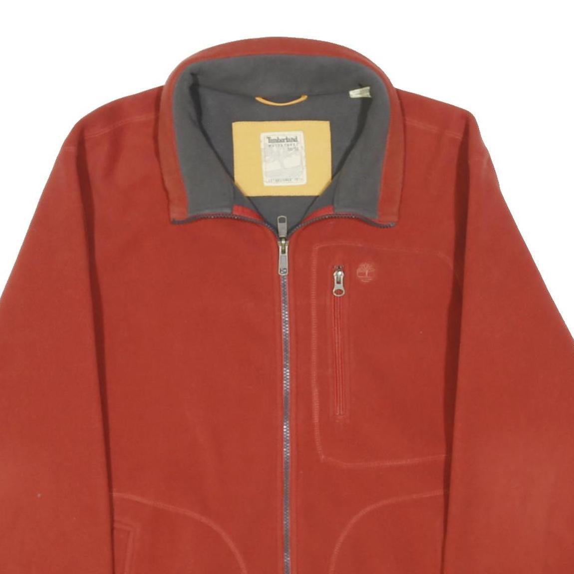 TIMBERLAND Mens Red Jacket M Polyester Blend Plain Zip Casual Outdoor