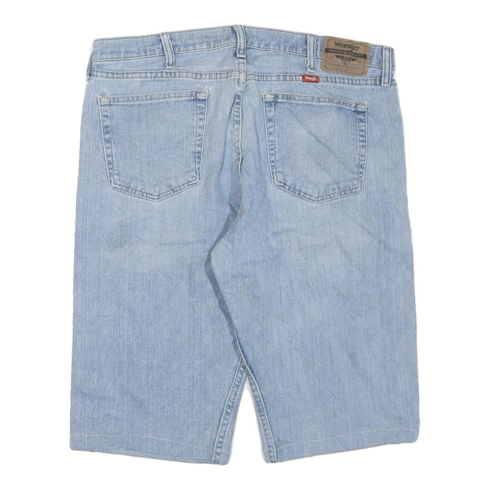 WRANGLER Mens Shorts Blue Denim Casual L W36 Comfortable Cotton Blend