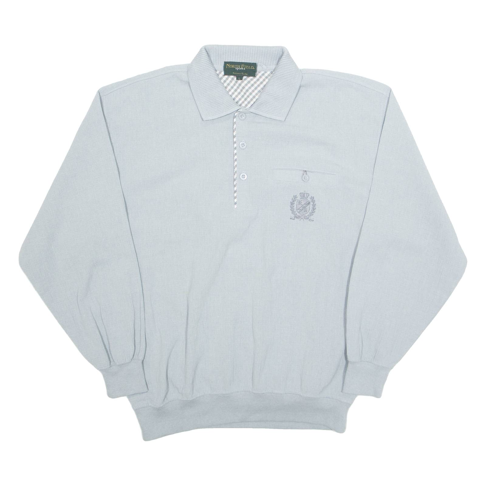 NORTHFIELD SPORTS Mens Polo Shirt Grey Long Sleeve L