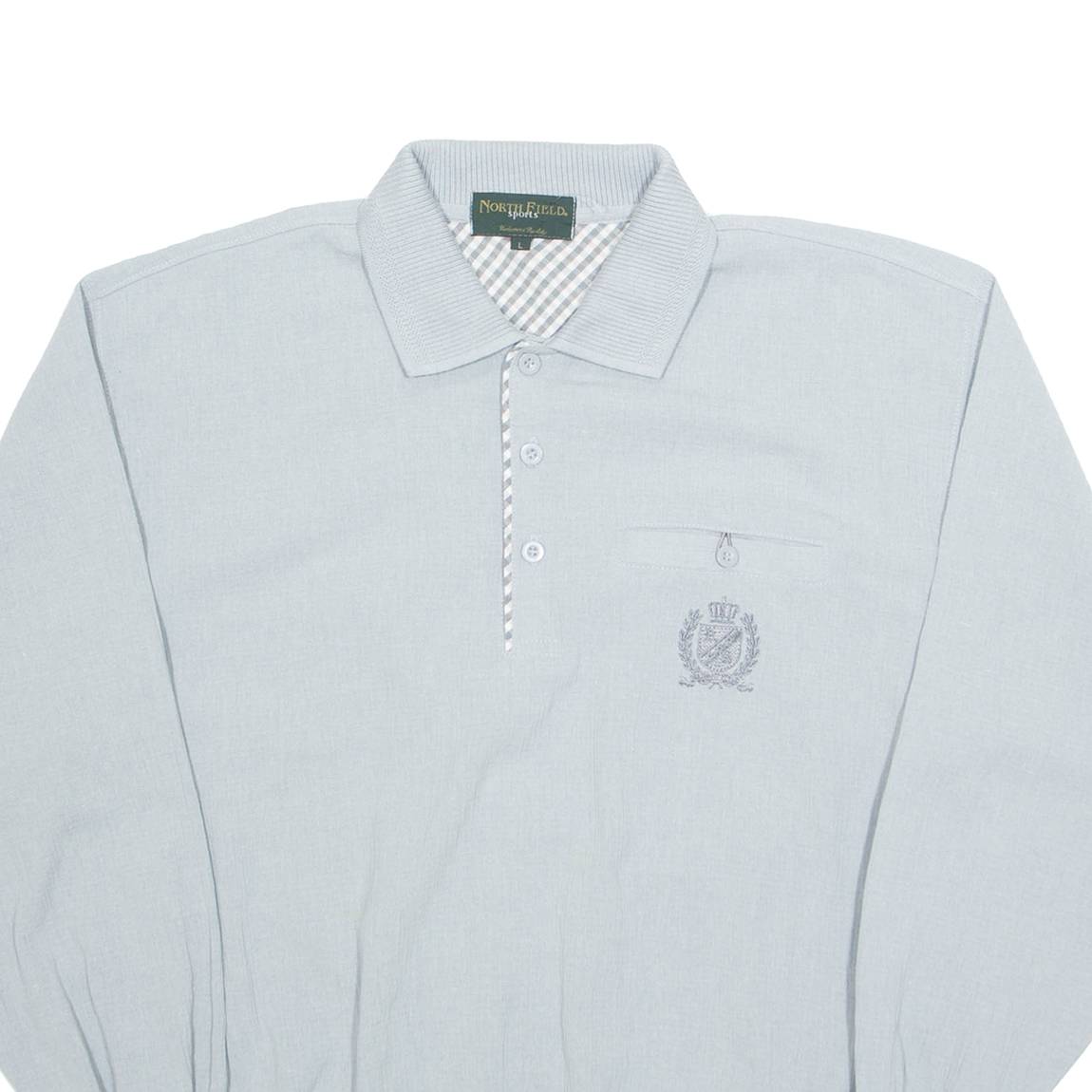 NORTHFIELD SPORTS Mens Polo Shirt Grey Long Sleeve L