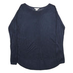 H&M Womens Navy Plain Pullover Jumper Crew Neck Basic Knit XS Lightweight