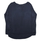 H&M Womens Navy Plain Pullover Jumper Crew Neck Basic Knit XS Lightweight