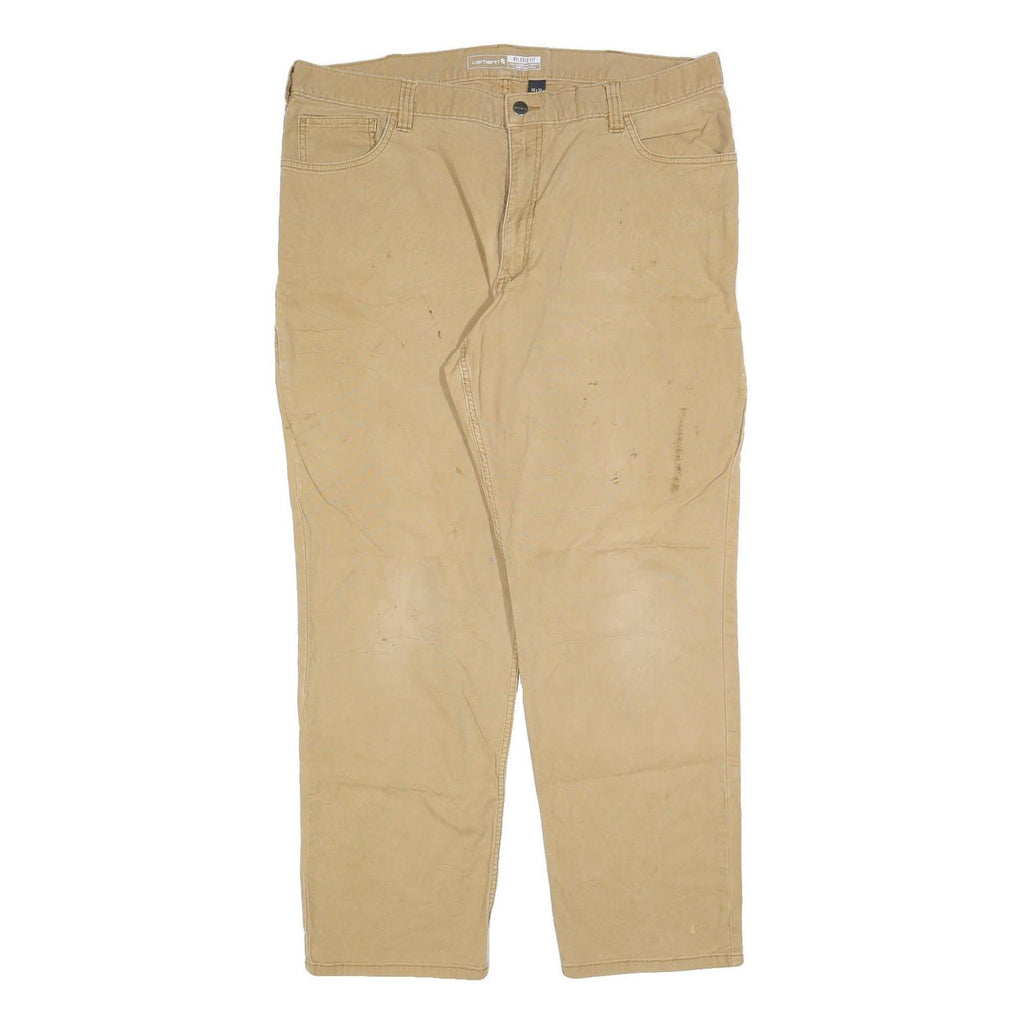 CARHARTT Mens Jeans Beige Relaxed Straight Denim W40 L32 Workwear Zip Closure