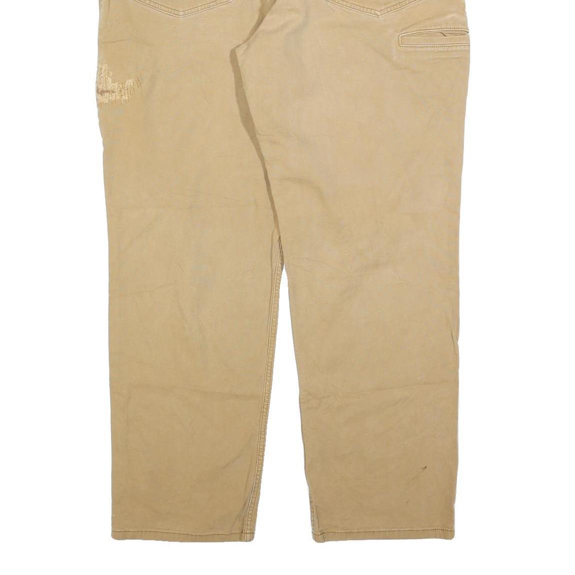 CARHARTT Mens Jeans Beige Relaxed Straight Denim W40 L32 Workwear Zip Closure