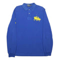 POLO RALPH LAUREN Mens Blue Yellow Long Sleeve Plain L Cotton Blend Polo Shirt