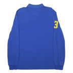 POLO RALPH LAUREN Mens Blue Yellow Long Sleeve Plain L Cotton Blend Polo Shirt