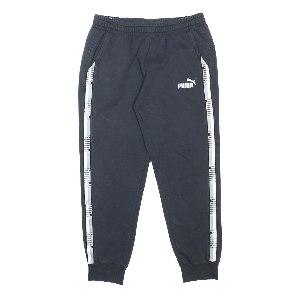 PUMA Mens Joggers Black & White Logo Slim Tapered L W30 L27 Sportswear