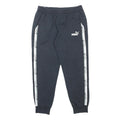 PUMA Mens Joggers Black & White Logo Slim Tapered L W30 L27 Sportswear