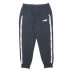 PUMA Mens Joggers Black & White Logo Slim Tapered L W30 L27 Sportswear