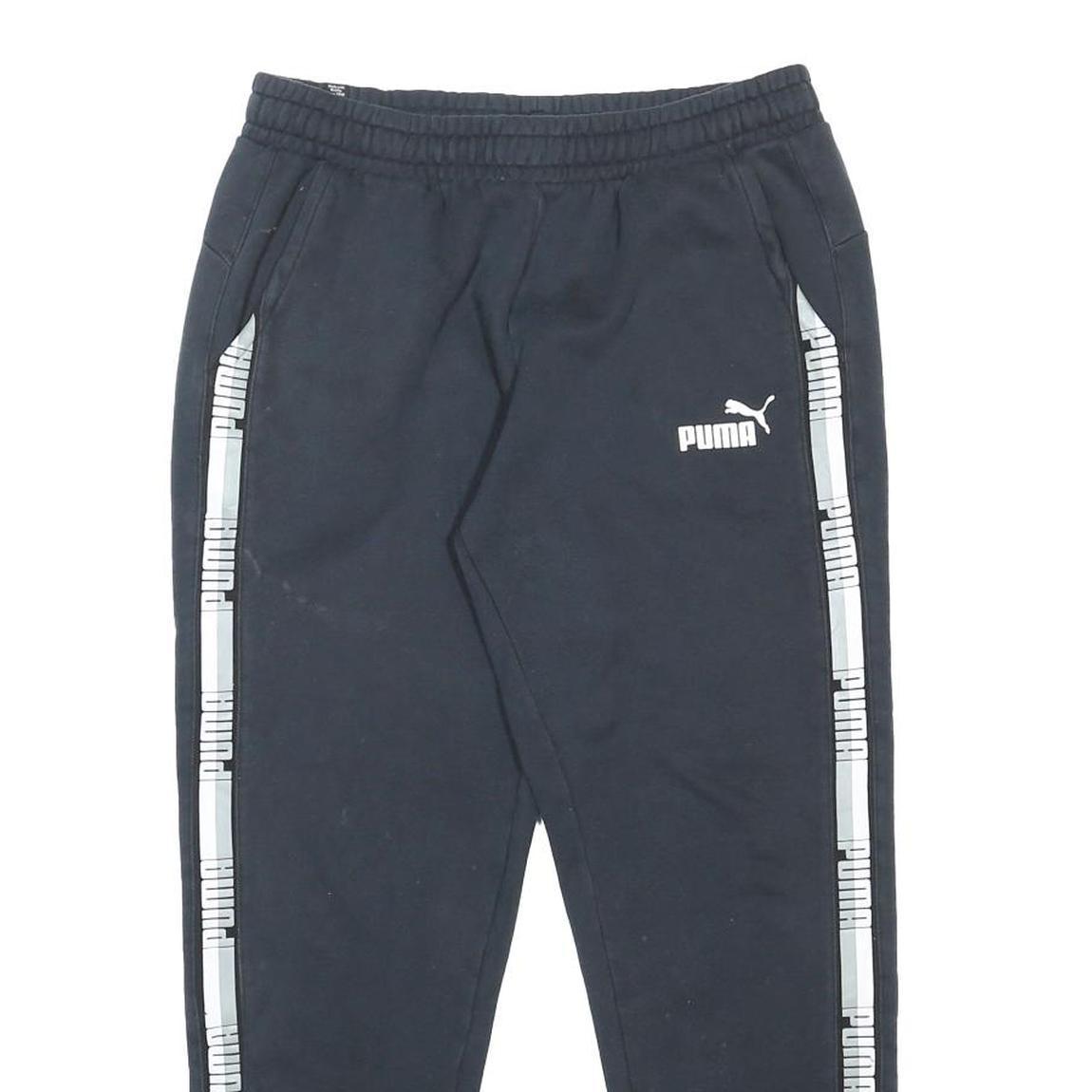 PUMA Mens Joggers Black & White Logo Slim Tapered L W30 L27 Sportswear