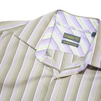 TED BAKER Mens Beige & Lilac Stripe Shirt L Cotton Blend Long Sleeve Formal