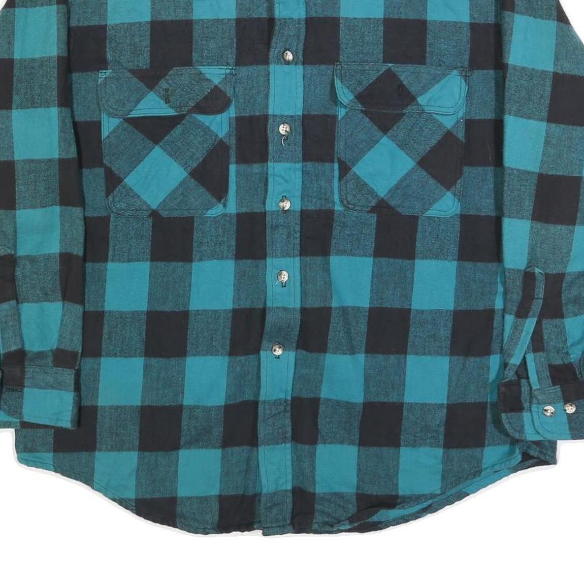 ST JOHNS BAY Mens Blue & Black Checked Shirt XL Casual Button-Down Long Sleeve
