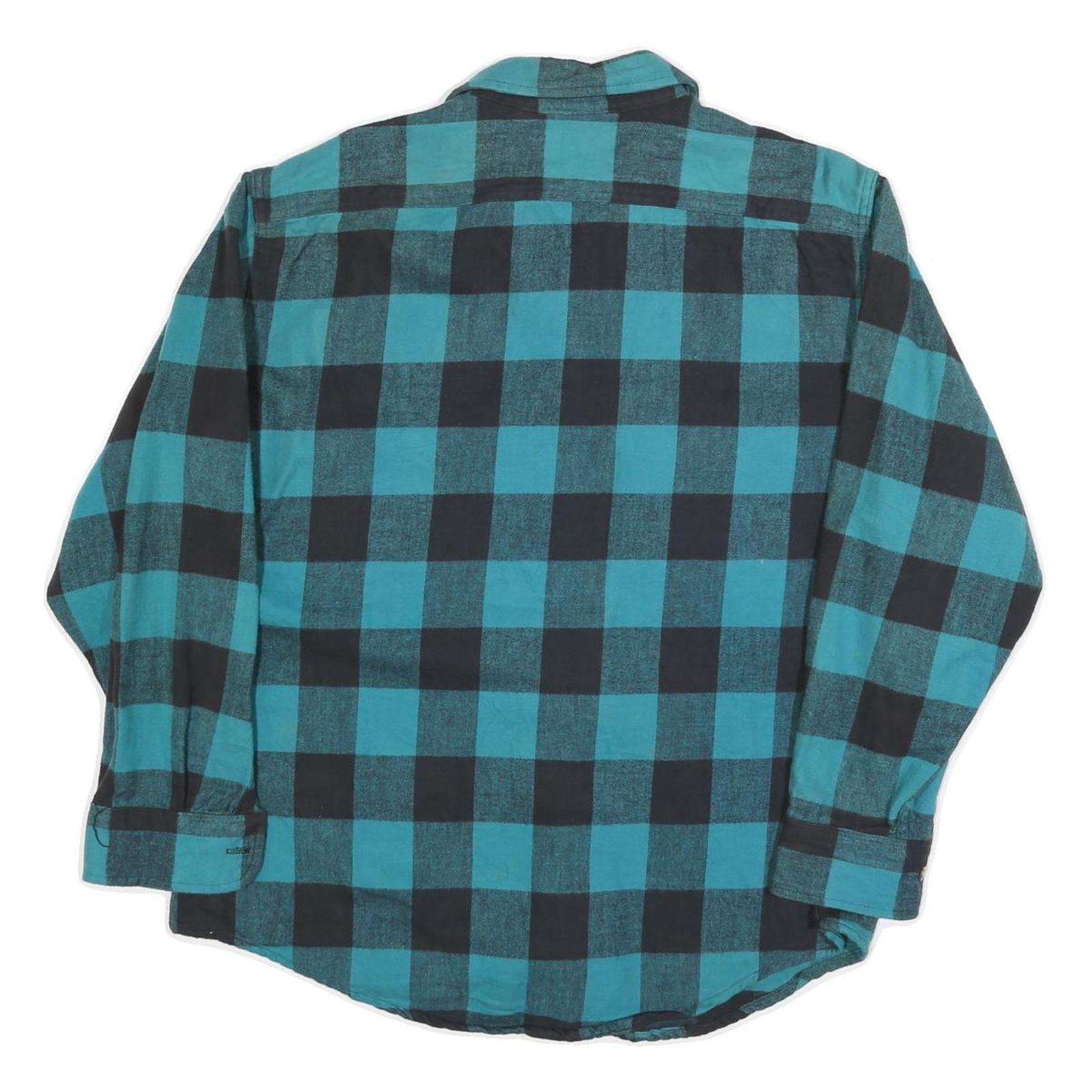 ST JOHNS BAY Mens Blue & Black Checked Shirt XL Casual Button-Down Long Sleeve
