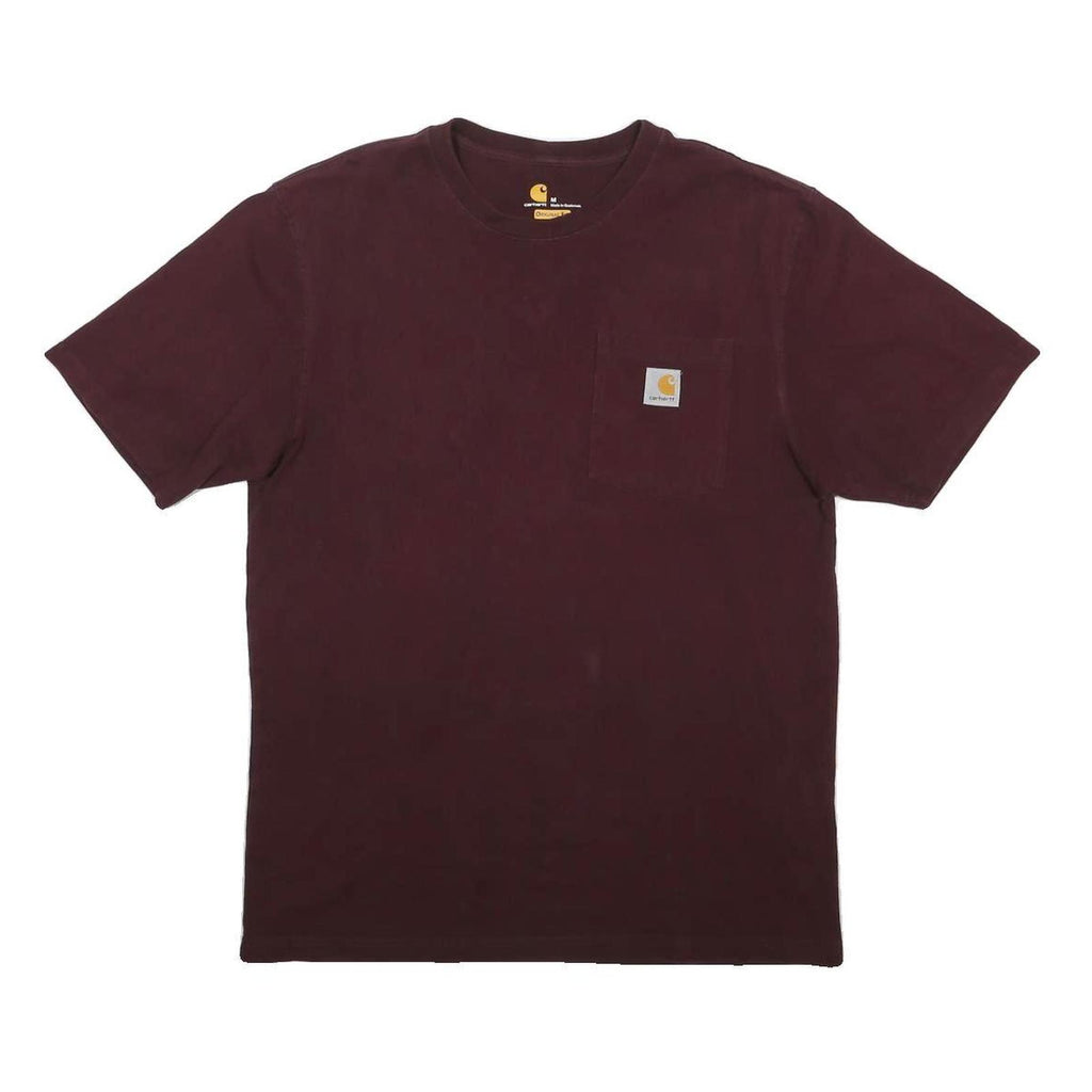 CARHARTT Mens Maroon Pocket T-Shirt M Short Sleeve Crew Neck Workwear Cotton