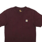 CARHARTT Mens Maroon Pocket T-Shirt M Short Sleeve Crew Neck Workwear Cotton