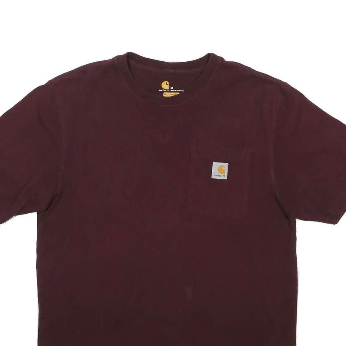 CARHARTT Mens Maroon Pocket T-Shirt M Short Sleeve Crew Neck Workwear Cotton