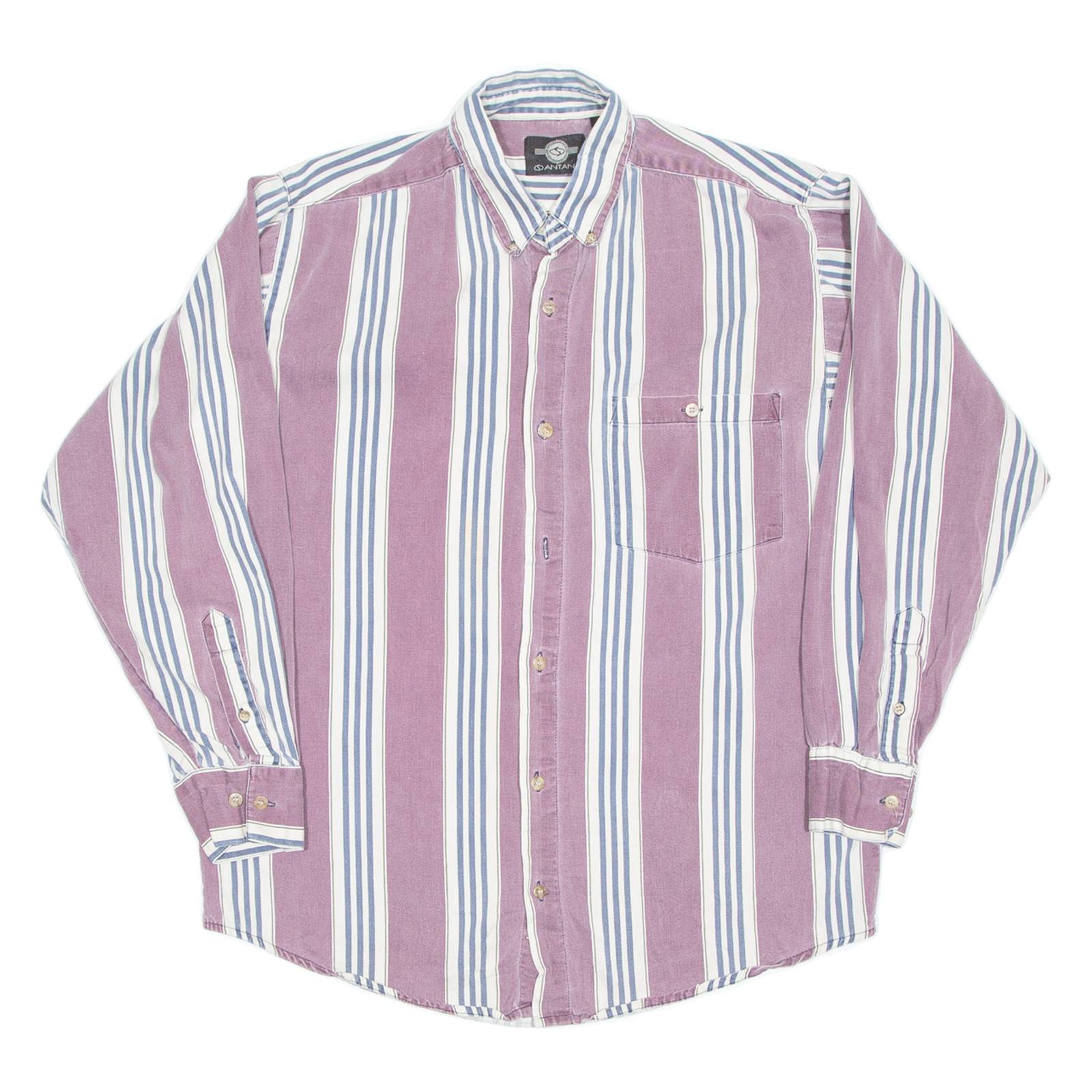 ANTANA Mens Shirt Purple Striped Long Sleeve M