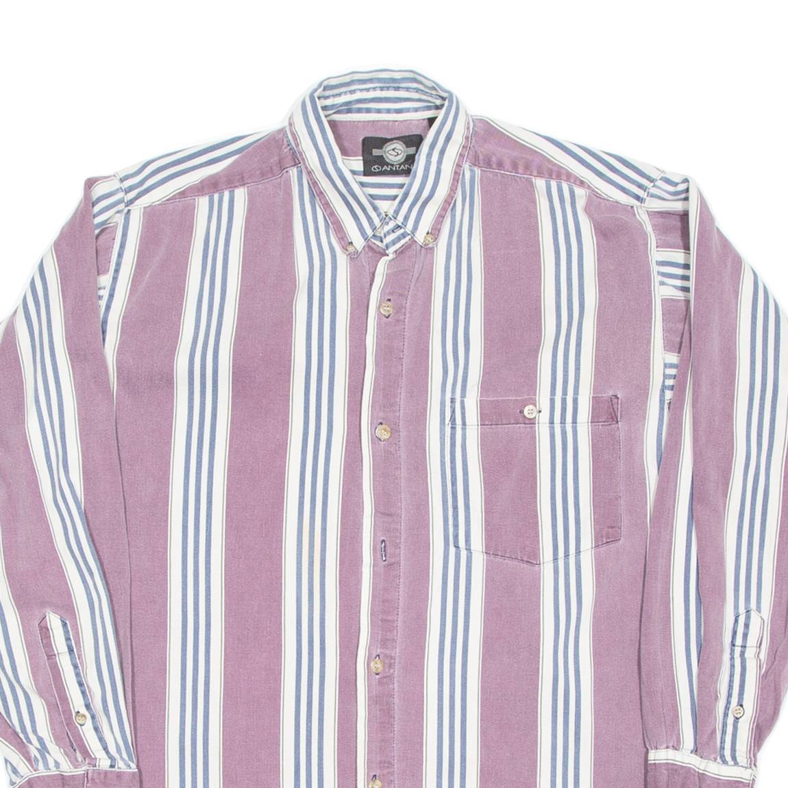 ANTANA Mens Shirt Purple Striped Long Sleeve M