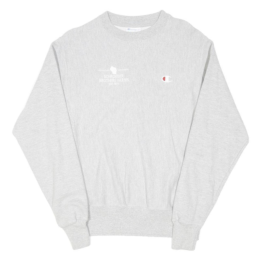 CHAMPION REVERSE WEAVE Mens Grey Schroeder Brothers Farms Crew Neck S Cotton