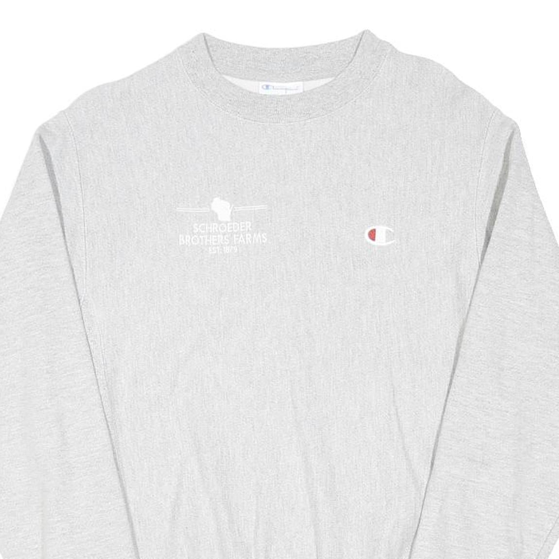 CHAMPION REVERSE WEAVE Mens Grey Schroeder Brothers Farms Crew Neck S Cotton