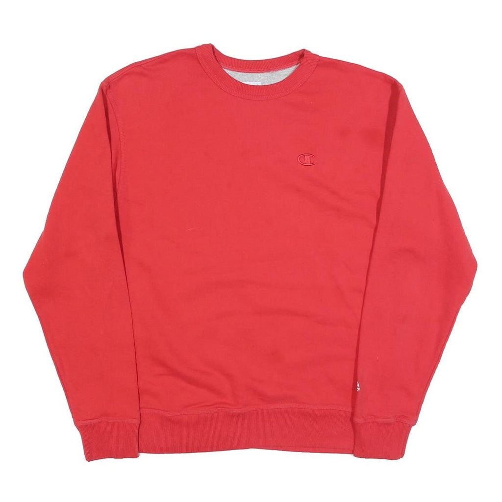 CHAMPION Mens Red Cotton Blend Crew Neck M Sweatshirt Pullover Plain Casual