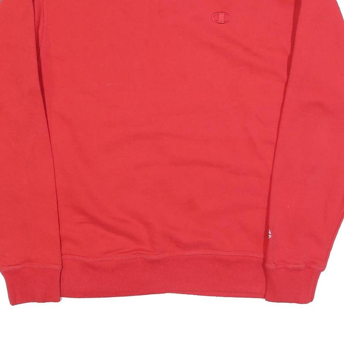 CHAMPION Mens Red Cotton Blend Crew Neck M Sweatshirt Pullover Plain Casual