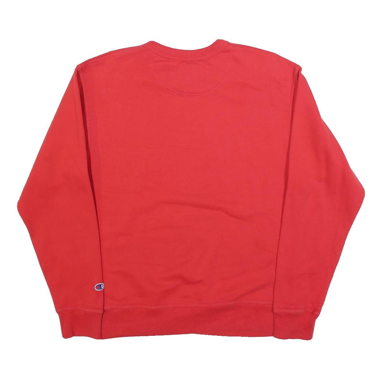 CHAMPION Mens Red Cotton Blend Crew Neck M Sweatshirt Pullover Plain Casual