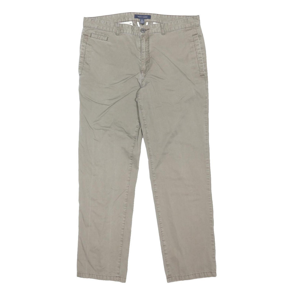 TOMMY HILFIGER Mens Cotton Blend Beige Regular Fit Button Trousers W38 L32