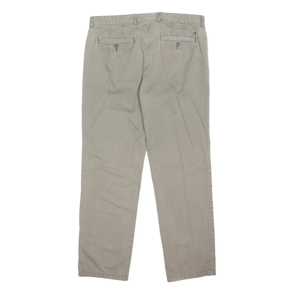 TOMMY HILFIGER Mens Cotton Blend Beige Regular Fit Button Trousers W38 L32