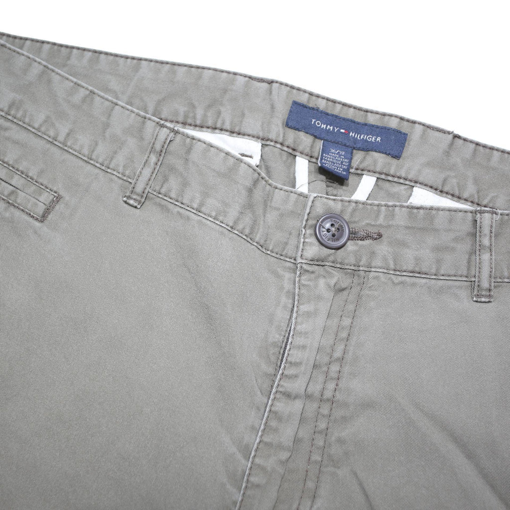 TOMMY HILFIGER Mens Cotton Blend Beige Regular Fit Button Trousers W38 L32