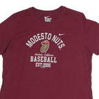 NIKE Womens Maroon Modesto Nuts Baseball Graphic T-Shirt 2XL Short Sleeve Crew