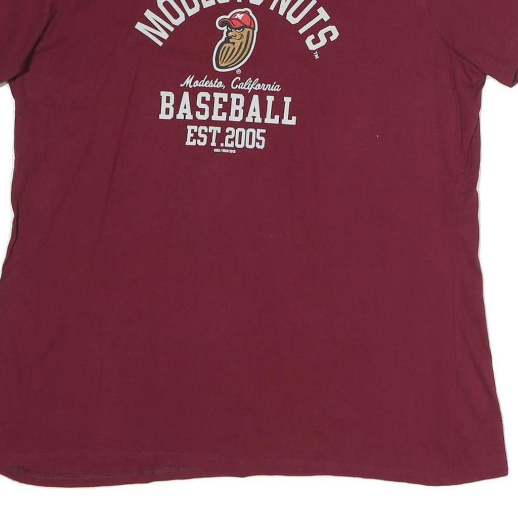 NIKE Womens Maroon Modesto Nuts Baseball Graphic T-Shirt 2XL Short Sleeve Crew