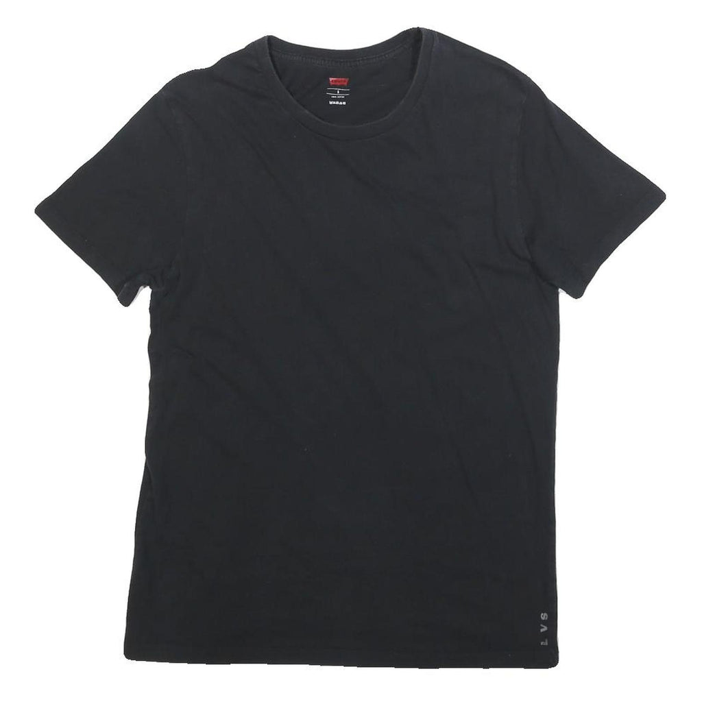 LEVI'S Mens Black Short Sleeve Crew Neck T-Shirt S Cotton Blend Classic Fit