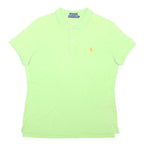 RALPH LAUREN Womens Green Short Sleeve Plain Polo Shirt L Classic Fit Cotton