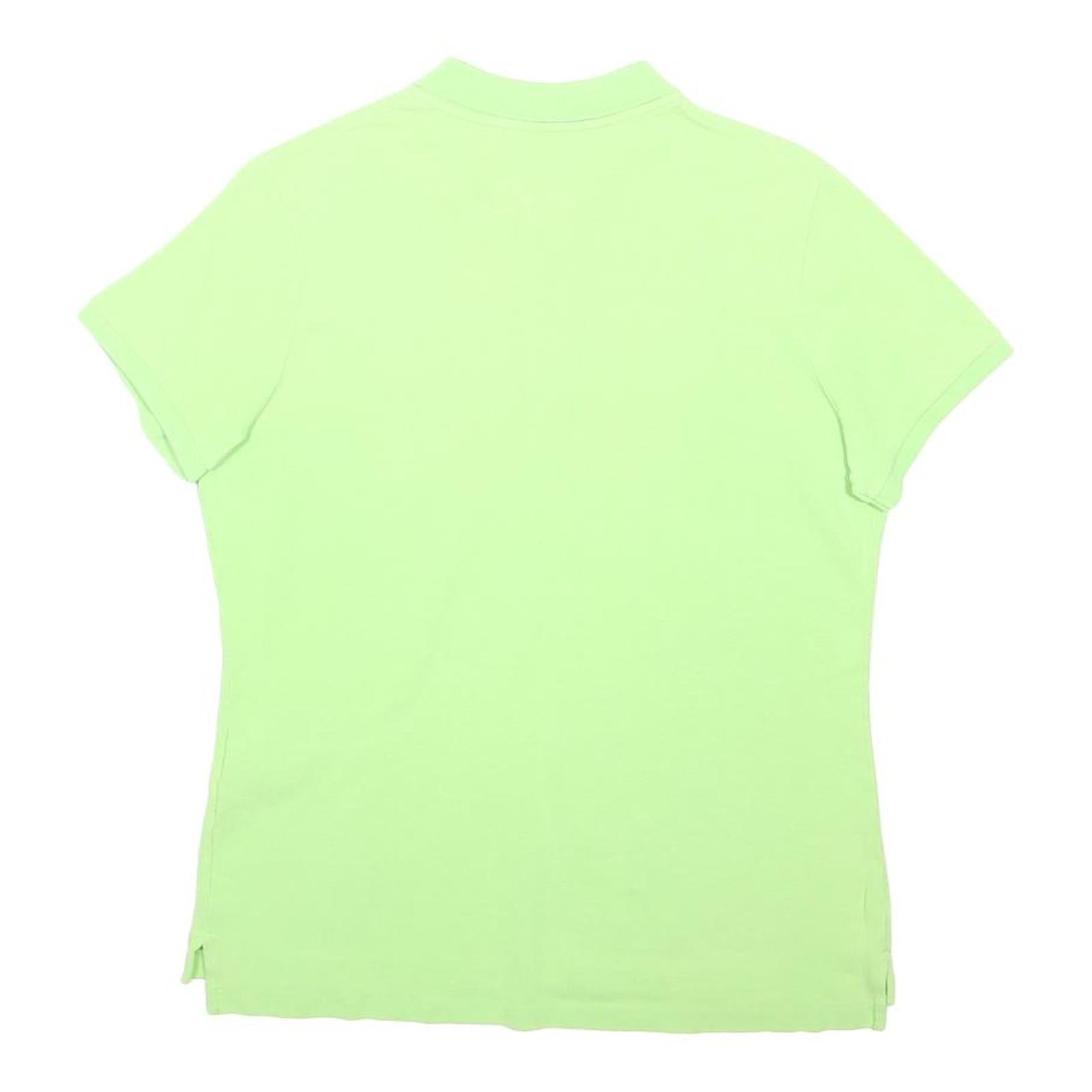 RALPH LAUREN Womens Green Short Sleeve Plain Polo Shirt L Classic Fit Cotton