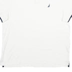 NAUTICA Mens White & Navy Cotton Short Sleeve Polo Shirt M Classic Fit