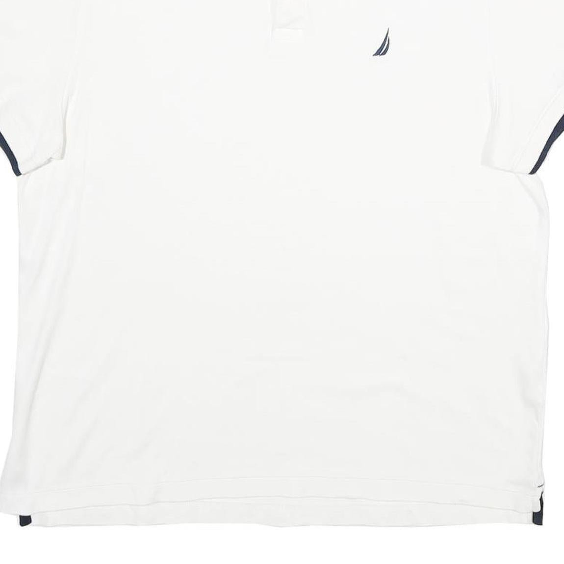 NAUTICA Mens White & Navy Cotton Short Sleeve Polo Shirt M Classic Fit