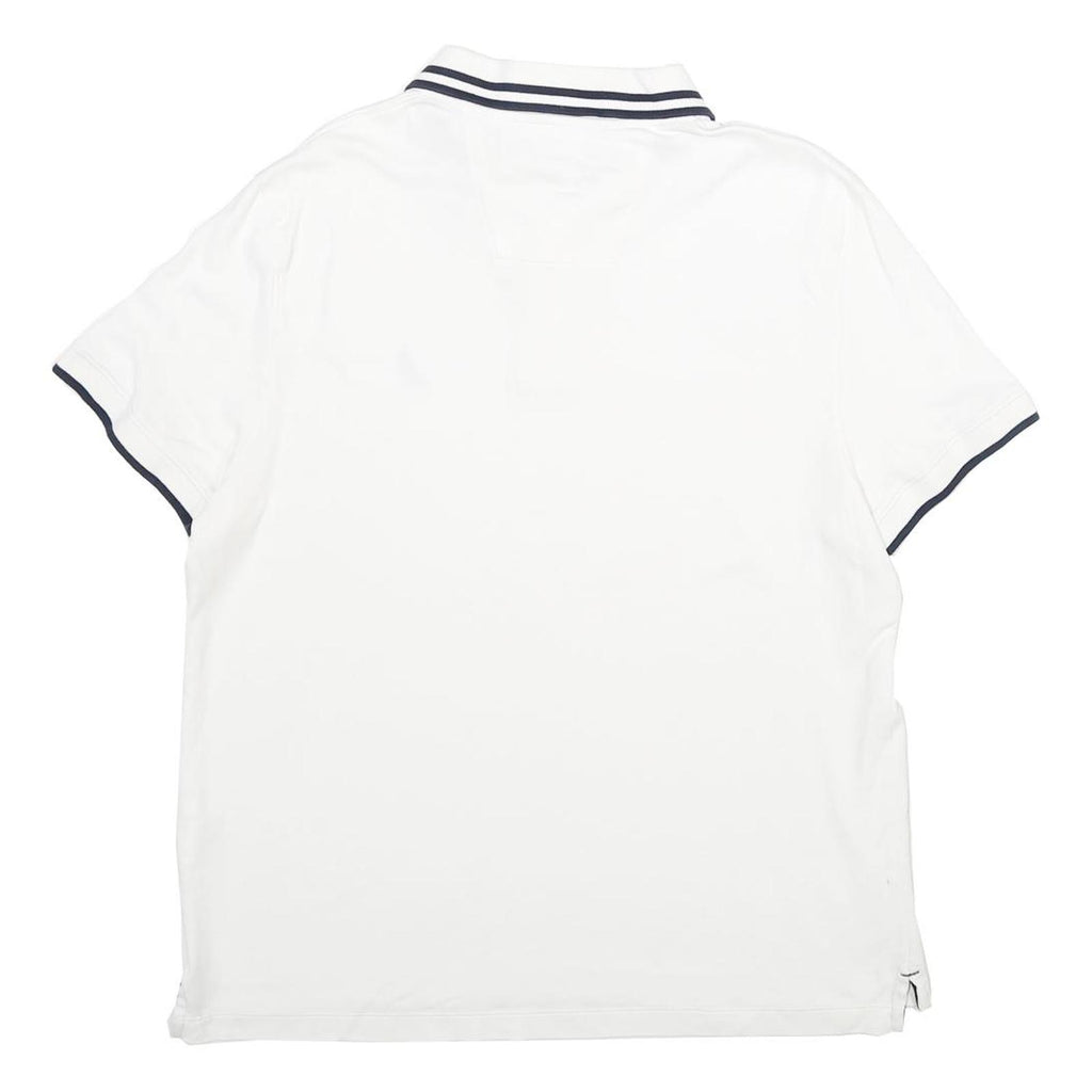 NAUTICA Mens White & Navy Cotton Short Sleeve Polo Shirt M Classic Fit