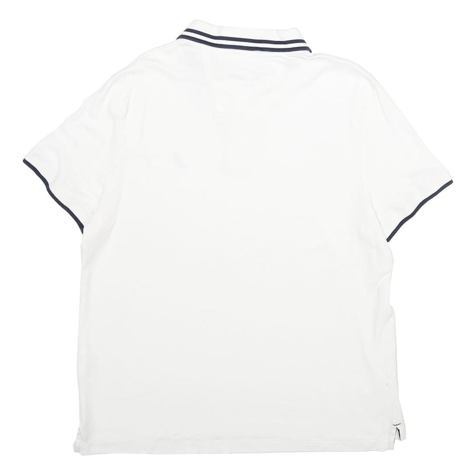 NAUTICA Mens White & Navy Cotton Short Sleeve Polo Shirt M Classic Fit