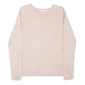 CALVIN KLEIN Womens Beige Plain Cotton Blend Jumper Crew Neck Basic Knit M