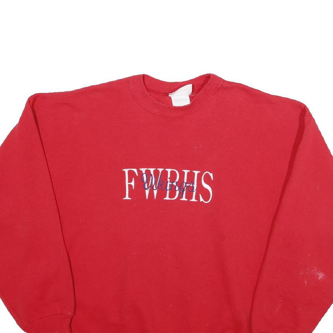 HANES Mens Red FWBHS Logo Crew Neck XL Cotton Blend Sweatshirt Casual Pullover