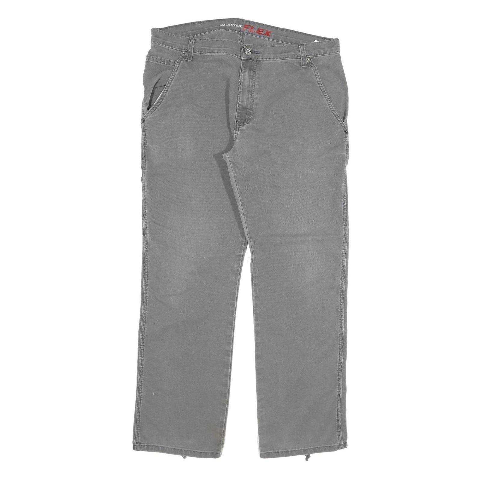 DICKIES Mens Regular Grey Cotton Blend Denim W36 L32 Workwear Zip Closure Jeans