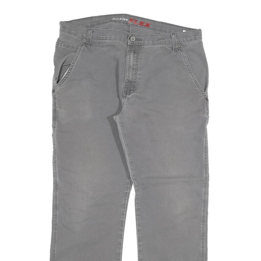 DICKIES Mens Regular Grey Cotton Blend Denim W36 L32 Workwear Zip Closure Jeans
